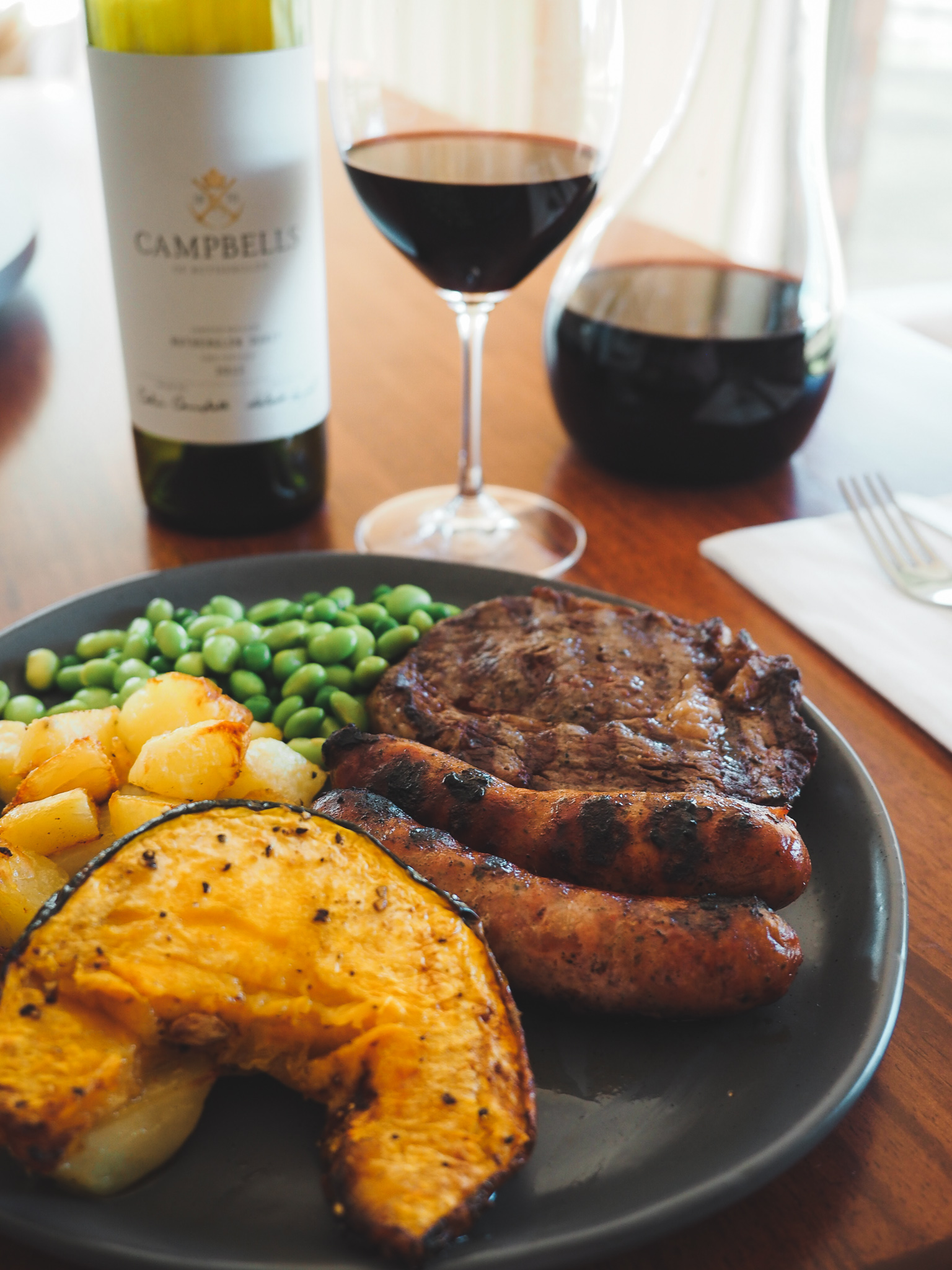Char Grilled Steak with Roast Veggies