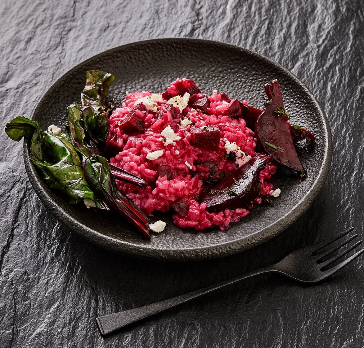 Beetroot Risotto with goats cheese
